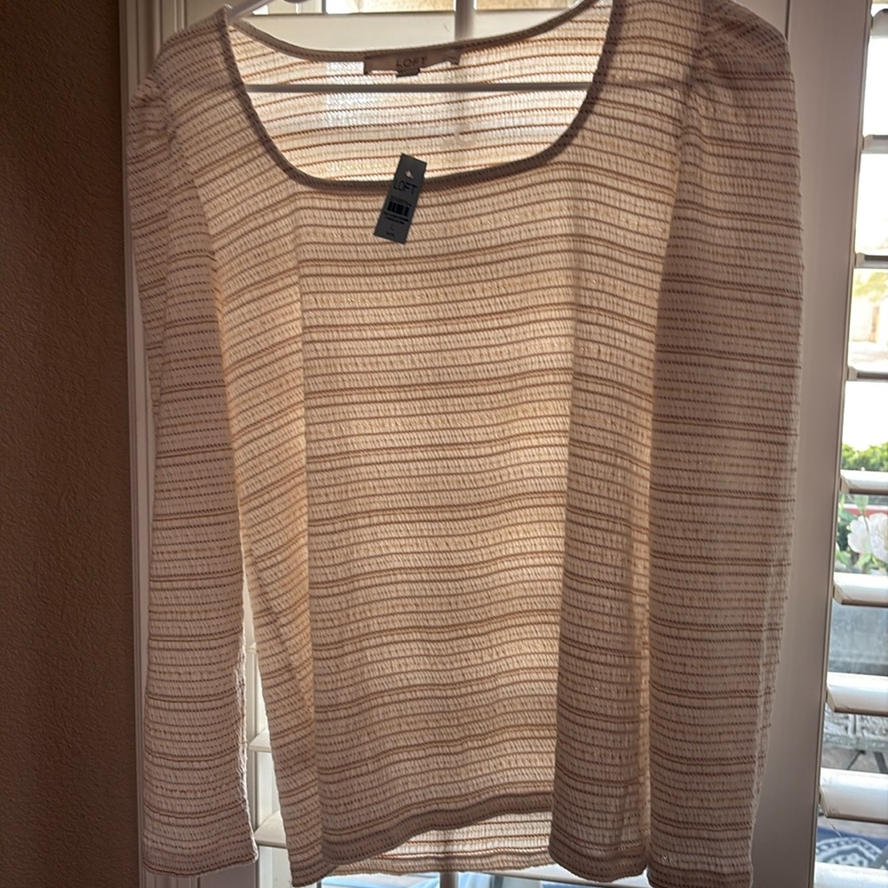 Loft sweater Cream with Good threading across size large petite